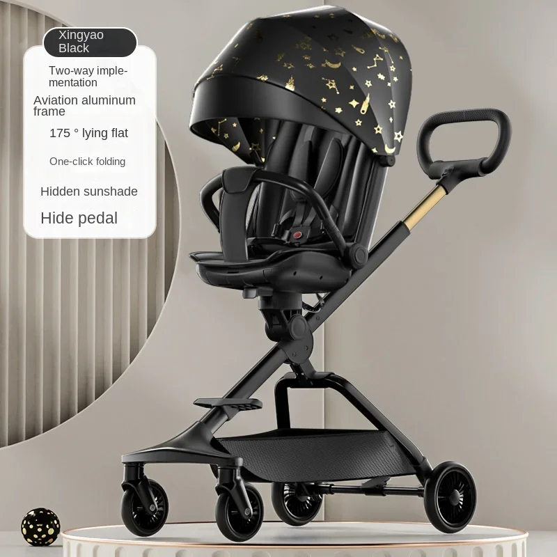 

Baby Stroller Lightweight Folding Travel Stroller High Landscape Two-way Swivel Seat Newborn Baby Can Sit and Lie Down Stroller