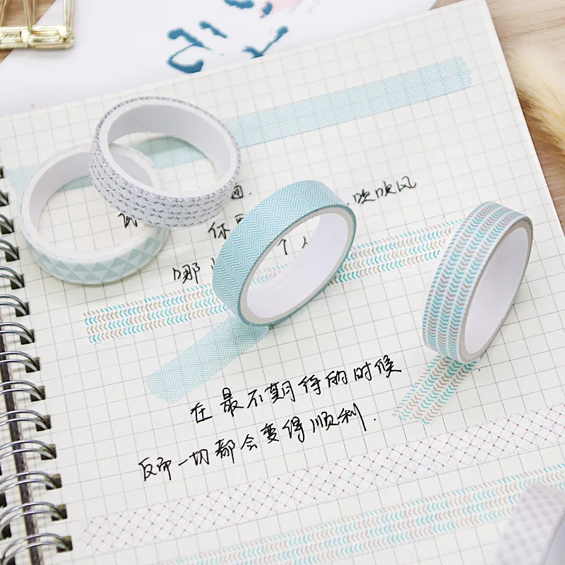 BULA 4pcs/set Retro Geometry Washi Tape Set Diary DIY Decoration Student Stickers Korean Stationery Office Supplies Peach