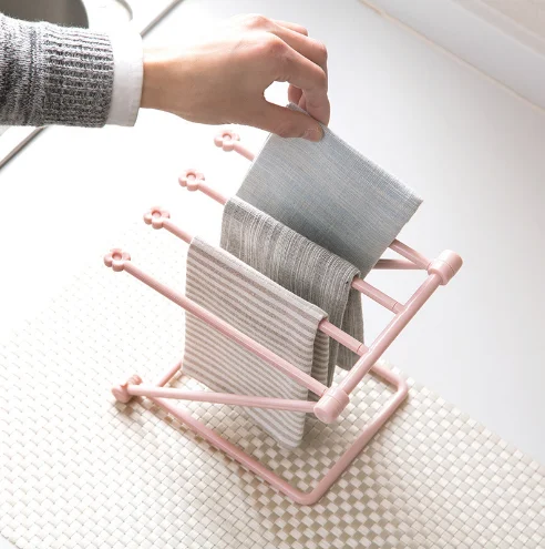 Foldable vertical cloth storage rack kitchen dishwashing towel rack non perforated tabletop water cup rack stor storage rack