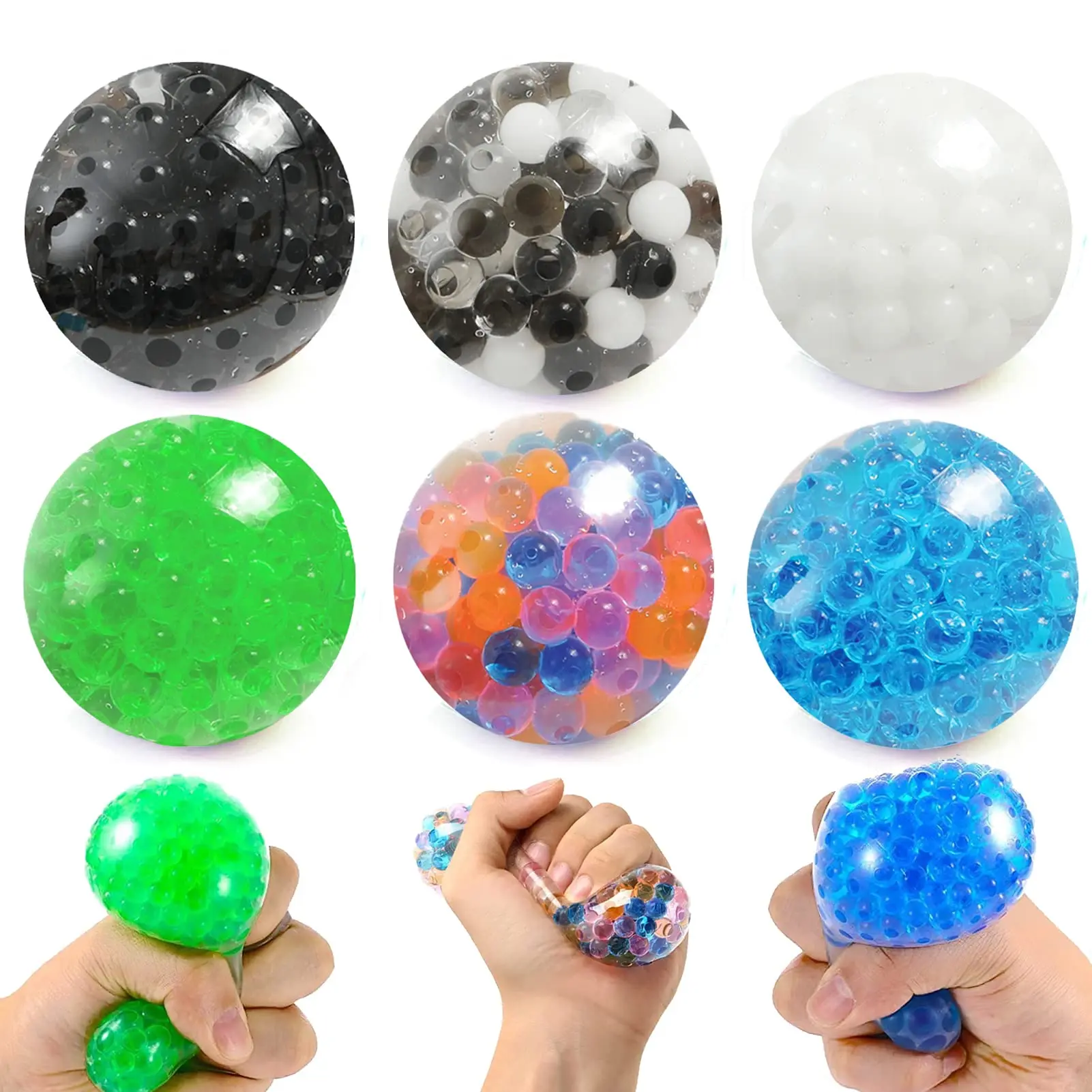 

Sensory Stress Balls 6 Pack Water Bead Squeeze Toys, Party Bag Fillers for Kids - Squeeze to Improve Focus, Relieve Stress