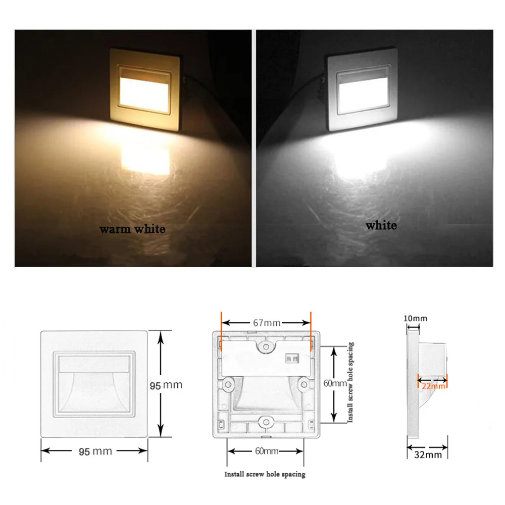 Night Foyer Intelligent Lamp PIR Motion Detector Sensor COB LED Stair Light Recessed Step Ladder Kitchen Foyer Wall Footlight