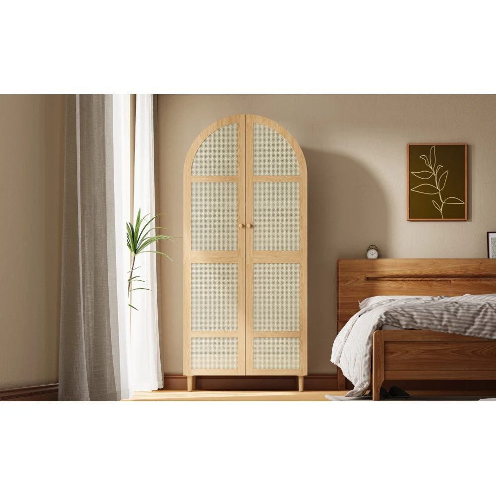 Moderner luxuriöser Kleiderschrank mit gebogenen Türen, großzügiger Stauraum, Kleiderständer und Schubladen, für Schlafzimmer und Eingangsbereiche – Detail 6