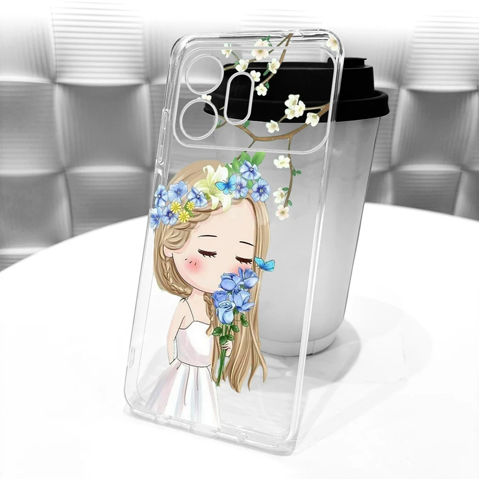 Cute Cat & Peacock Painted Soft Slim Phone Case - Artistic Protective Cover