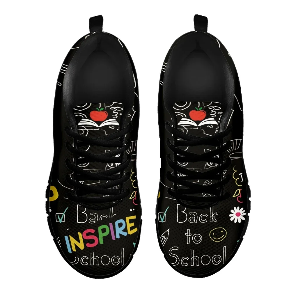 Teacher Print Fashion Black Soft Sole Lightweight Lace-up Shoes Comfortable And Breathable Summer Sneakers Zapatos