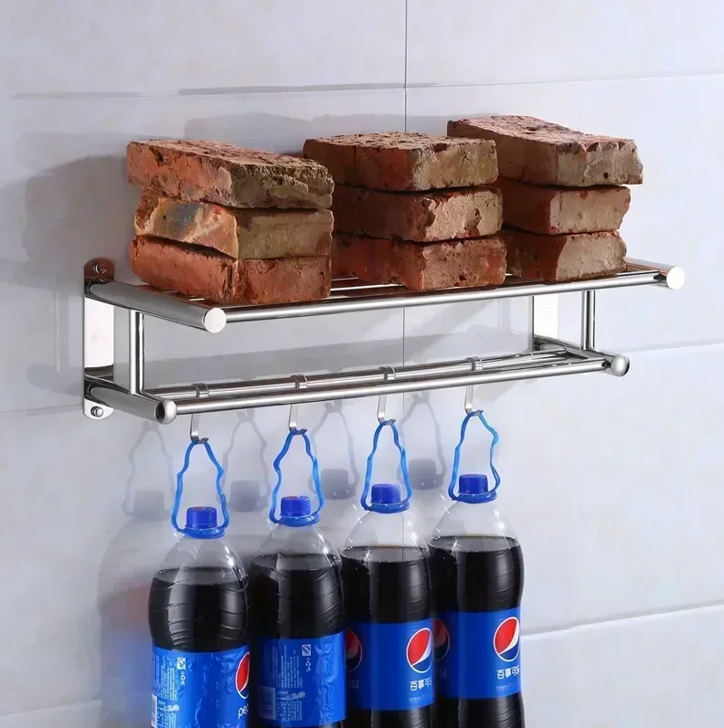Towel Rack 40/50/60cm with Movable Hooks Steel Bathroom Kitchen Towel Holder Wall Mounted Rack for Home Hotel Accessories