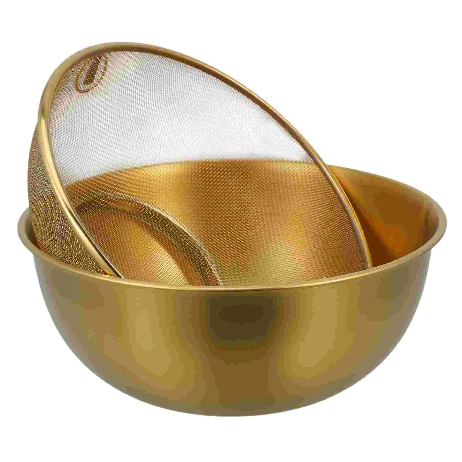 

Stainless Steel Colander and Bowl Set Kitchen Colander Strainer Basket Mesh Strainer Basket Drainer Rice Basket Washer Bowl