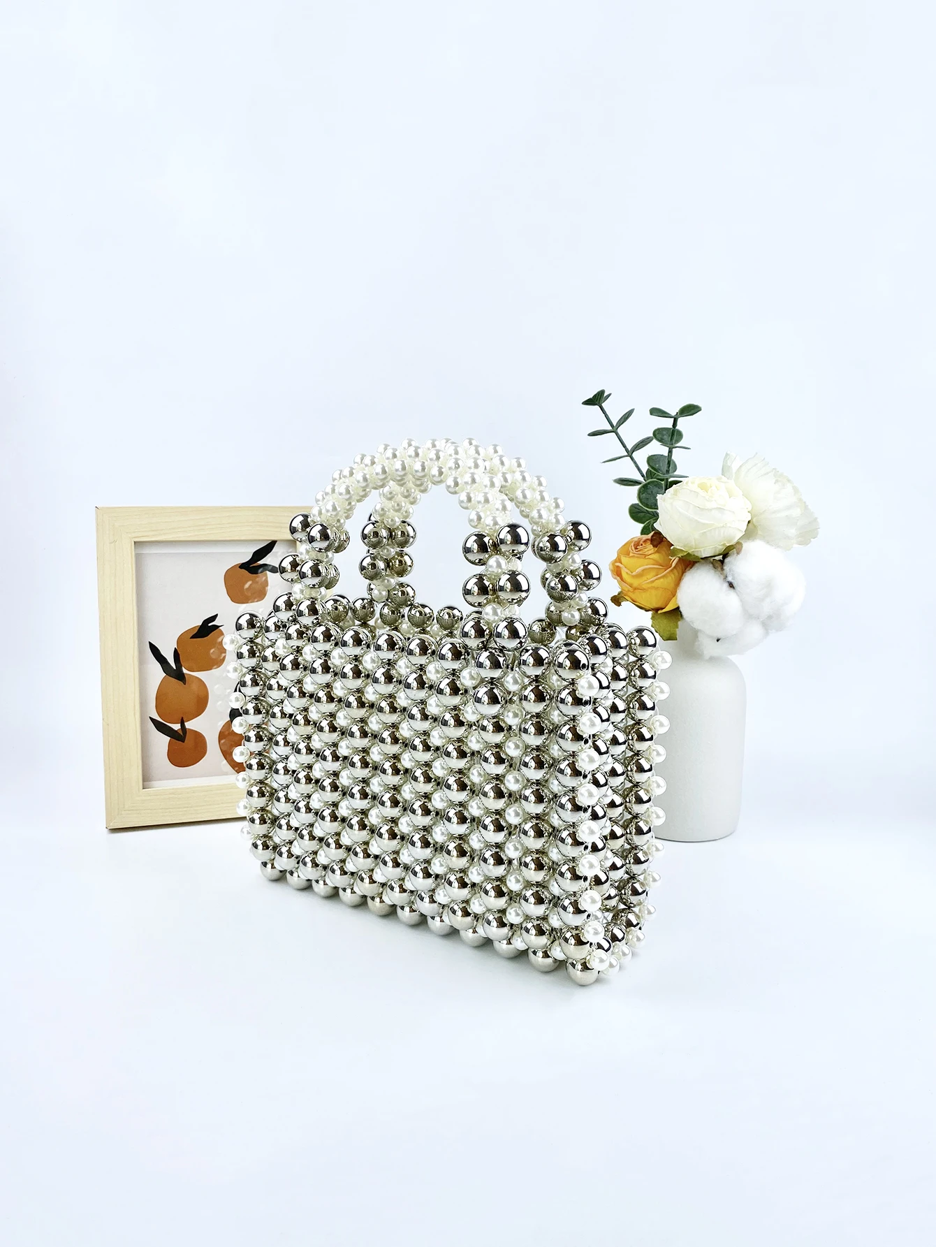 حقيبة يد صغيرة مربعة الشكل، مصممة يدويًا من الأكري...