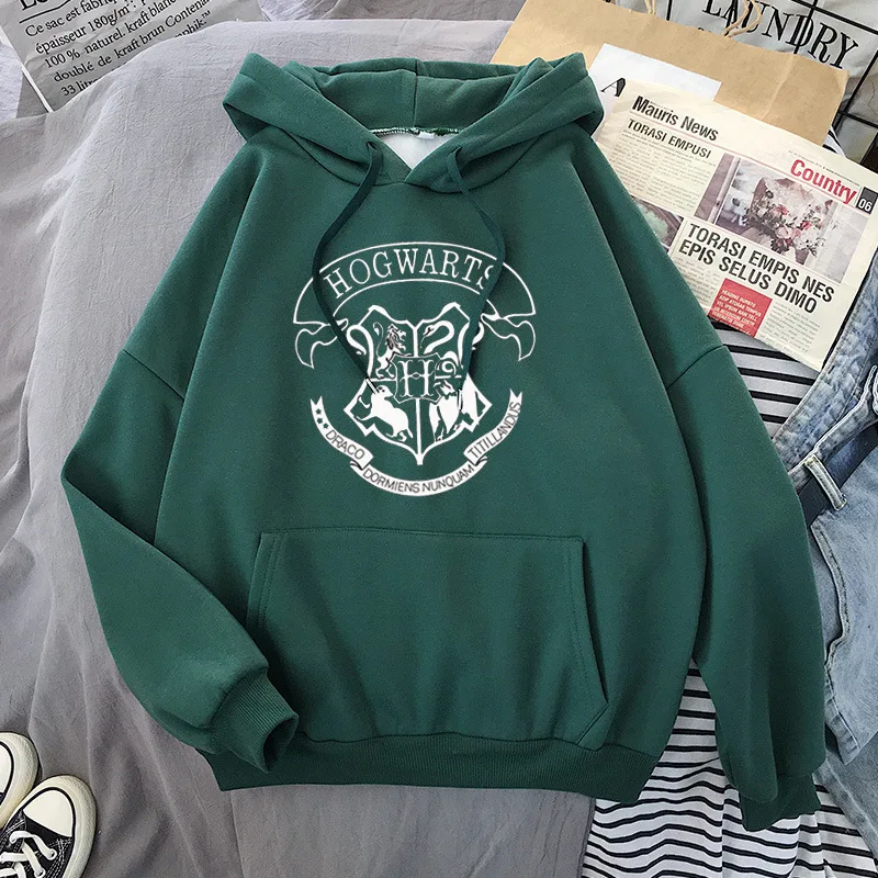 Fashion y2k Hogwarts Printed Hoodies Women Sweatshirt Autumn Winter Long Sleeves Plus Velvet Casual Loose Fleece Tops Oversized 6