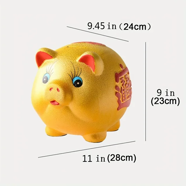 Unique Golden Piggy Bank - teaching kids to save with an oversized piggy bank