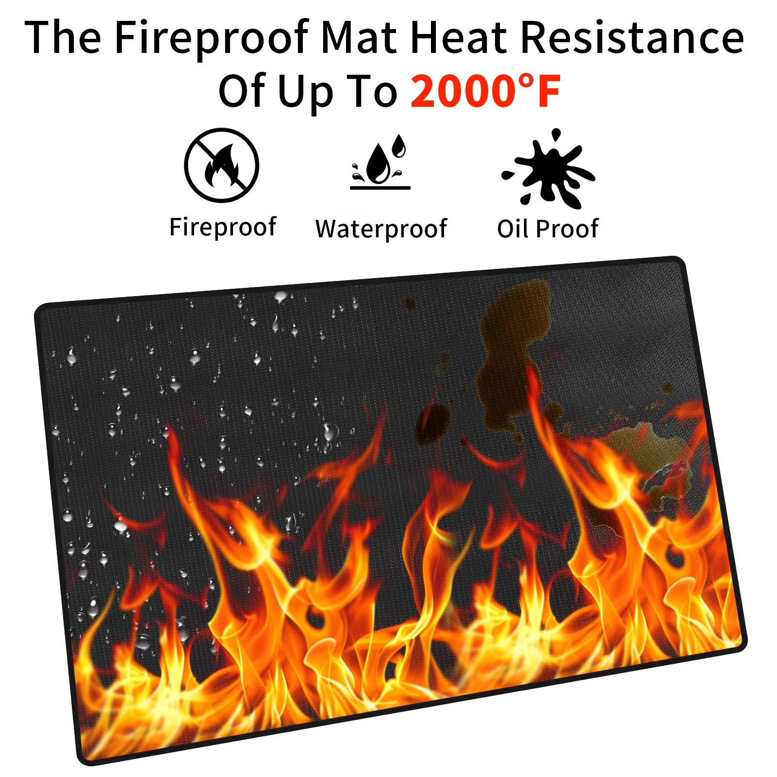 Large Fire Blanket Double-Sided Fireproof Grill Pad Under Grill Mat Grill Fireplace Fire Mat Oil-Proof Waterproof BBQ Protector 2