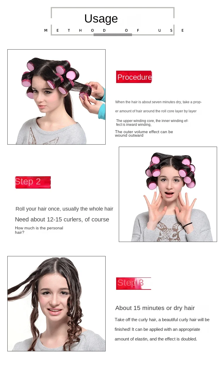 1/6Pc/set No Heat Self-adhesive Hair Curler Hair Roller Set Self Grip Heatless Curling Hairdressing Styling Tool Multi Sizes New