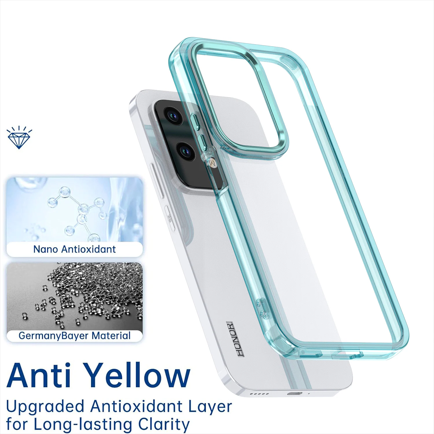Plating Transparent Shockproof Clear Phone Case, Durable Hard Cover