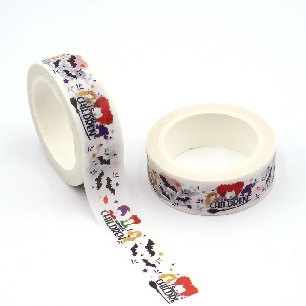 Washi Tape Masking Tape Adhesive Tapes Adhesive Tape 1PC 15mm x 10m Halloween Floral Ghosts Seamless Pattern Wildflowers Masking Adhesive Washi Tape Stationery Office Supplies
