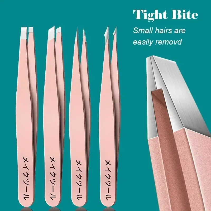 Facial Tweezers For Eyebrow Precision Stainless Steel Hair Hair Removal Splinter Blackhead Slant Tip Angle Tip Pointed Tip