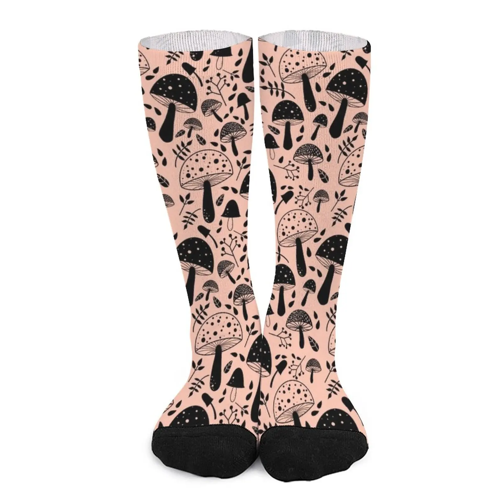 Shrooms! Mushroom pattern Black and Pink Socks luxury sock happy socks men pattern printing wallet leather stand case for samsung galaxy a51 pink flowers