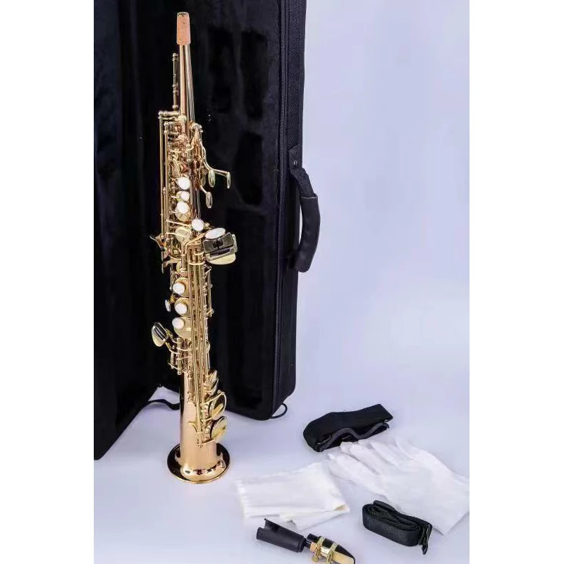 

Oves brass Bb прямой Саксофон сопрано sax золотой лак с высокой f #