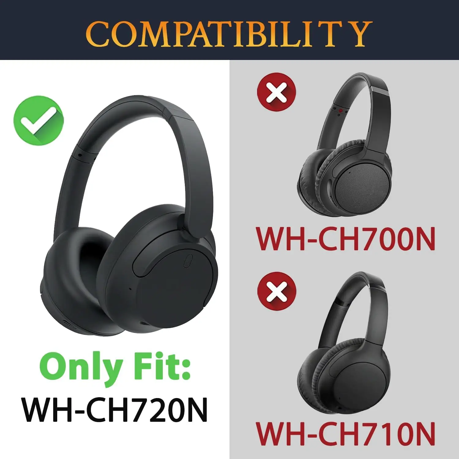 CH720 Easy Install Headband for Sony WH-CH720N WHCH720N Headphone Replacement Headband Cushion Cover Pad Headstrap Head Band