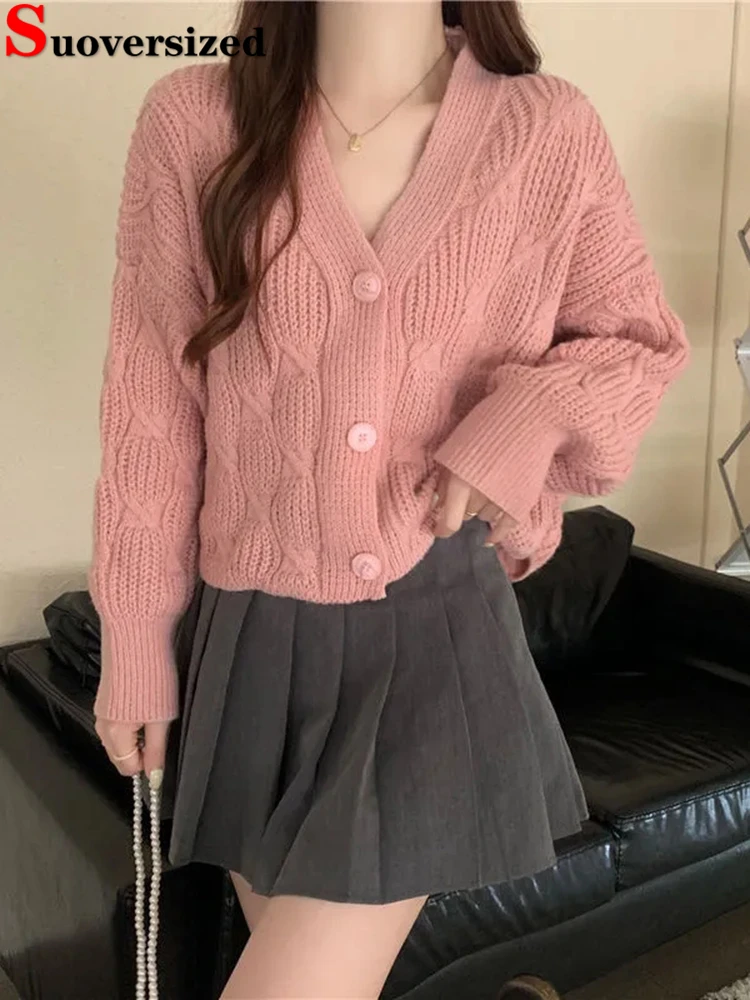 

Hollow Out Batwing Sleeve Knitted Short Tops Female Korean Spring Elegant V-neck Cardigan Casual Knitewear Sweater Oberteile