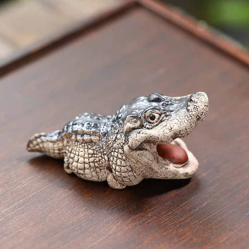 Tea Pet Ornaments Purple Sand Handmade Little Crocodile