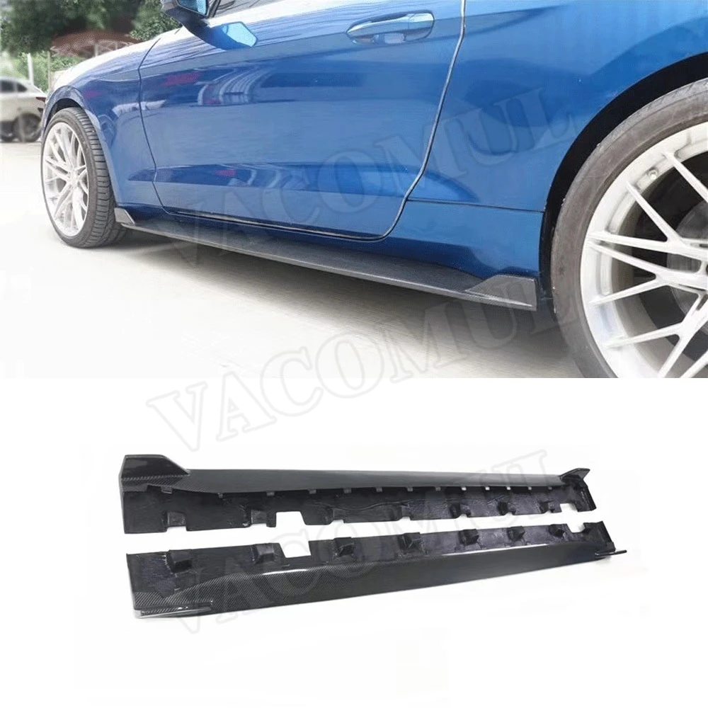 

High Quality Carbon Fiber Side Skirts Lip Aprons Protector For Ford Mustang 2015 2016 2017 2PCS/Set Car Styling