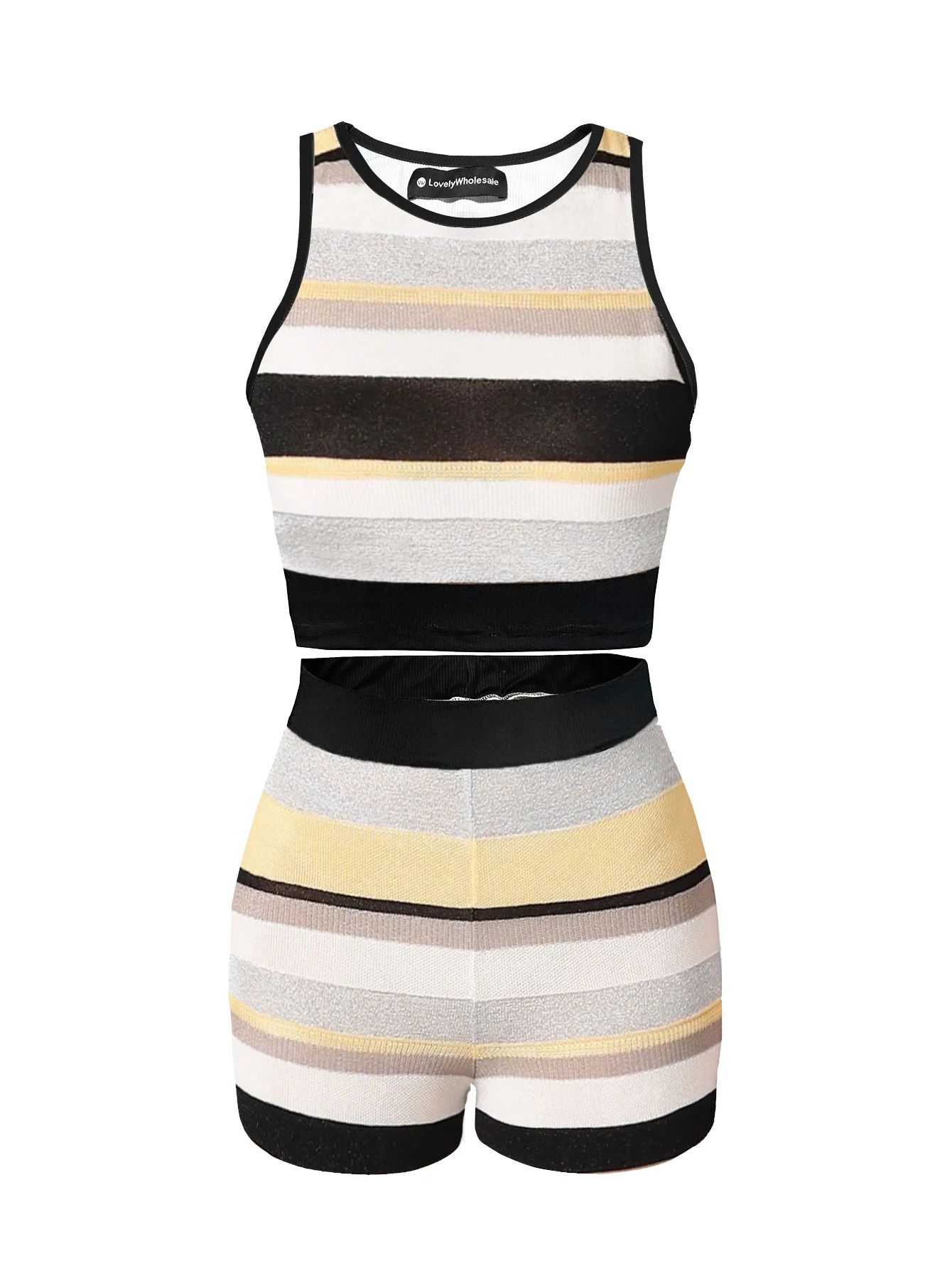 Crop Top Striped Shorts Set Patchwork Crop Tank Tops and Shorts Womens Outfits Summer 2025 Casual Holiday Beachwear