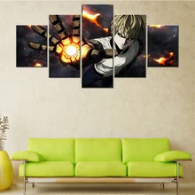 

Modular Home Picture Decor Frame Canvas Print Painting 5 Panel Japan Animation Poster One Punch Man Wall Art Living Room Decor