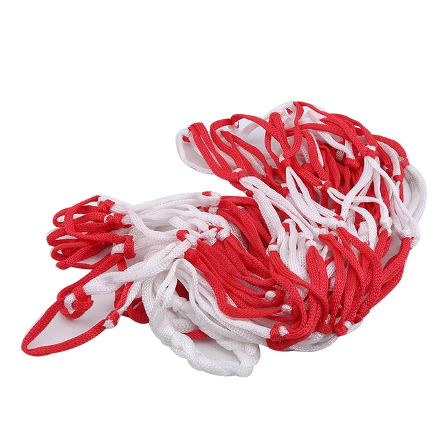 Outdoor Basketball Baskets Football Volleyball Large Nylon Red + White Braided Mesh Net Bag Sports Accessories 5