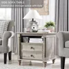 24'' Farmhouse End Table w/4 Solid Wood Feet, Large 2 Drawers Wide Sofa Side Table with Charging Station, Tall Rustic Wood Squa 5