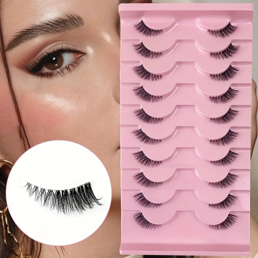 10 Pairs Half Lashes Natural Look Wispy Fluffy Cat Eye Look Natural Short Accent Lashes End Lashes Corner Eyelashes 3/4 Lashes R