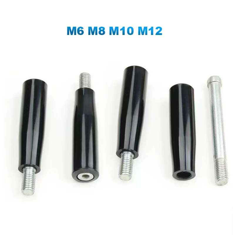 1-10Pc M6 M8 M10M12 회전 핸들 베이클라이트 핸드휠 스루홀 스트레이트 핸들 분리형 로드 머신 고정형 플라스틱 핸들