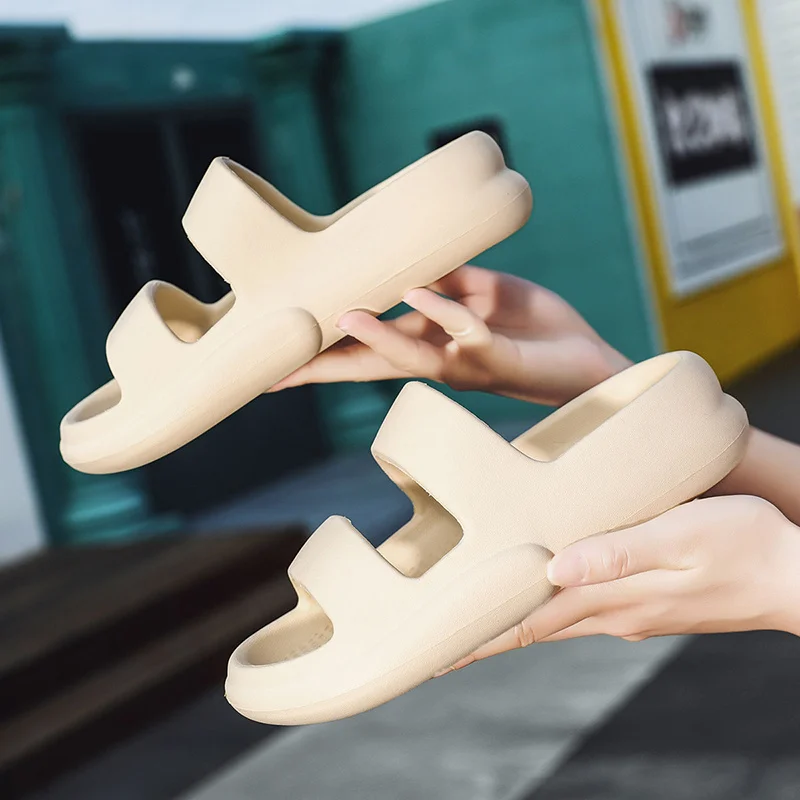 Damtofflor med tjock sula Supermjuka halkfria mjuka skumsliders Slip Comfy tofflor för inomhus utomhus_voghion.com