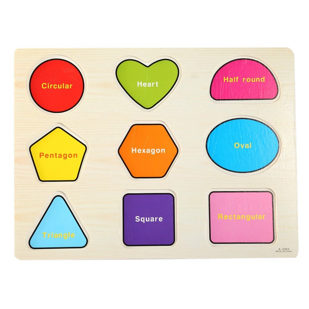 Funny Children Wooden Geometry Puzzle Montessori Puzzle Kids Early Learning Educational Hand Grasp Toy