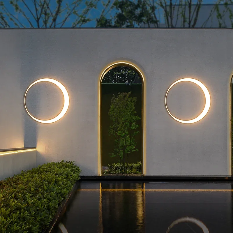 Modern LED Outdoor waterproof Landscape Wall Lamps Porch Exterior Wall Lighting Garden Lamp Villa IP65 Moon Lights sconces