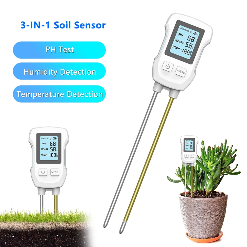

3 в 1 Тестер PH почвы ЖК-экран Термометр почвы 3,0-9 PH Измеритель температуры и влажности Тестер почвы для цветочных растений в горшках