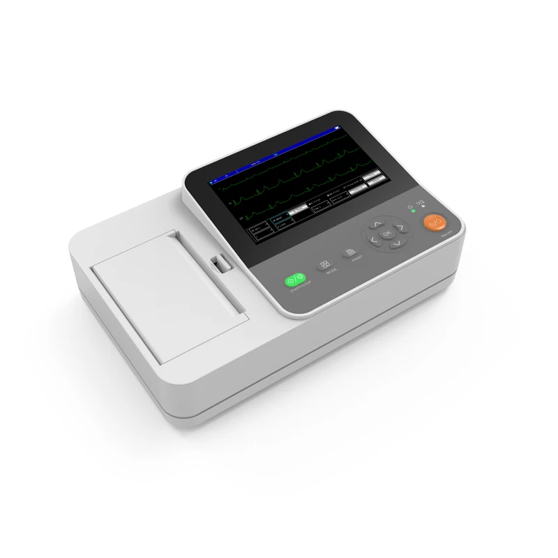 CONTEC E6 ECG Machine Electrocardiograph 7” HD Touch LCD Display Portable 12-lead EKG Cardiac Monotor Multi-language Printing