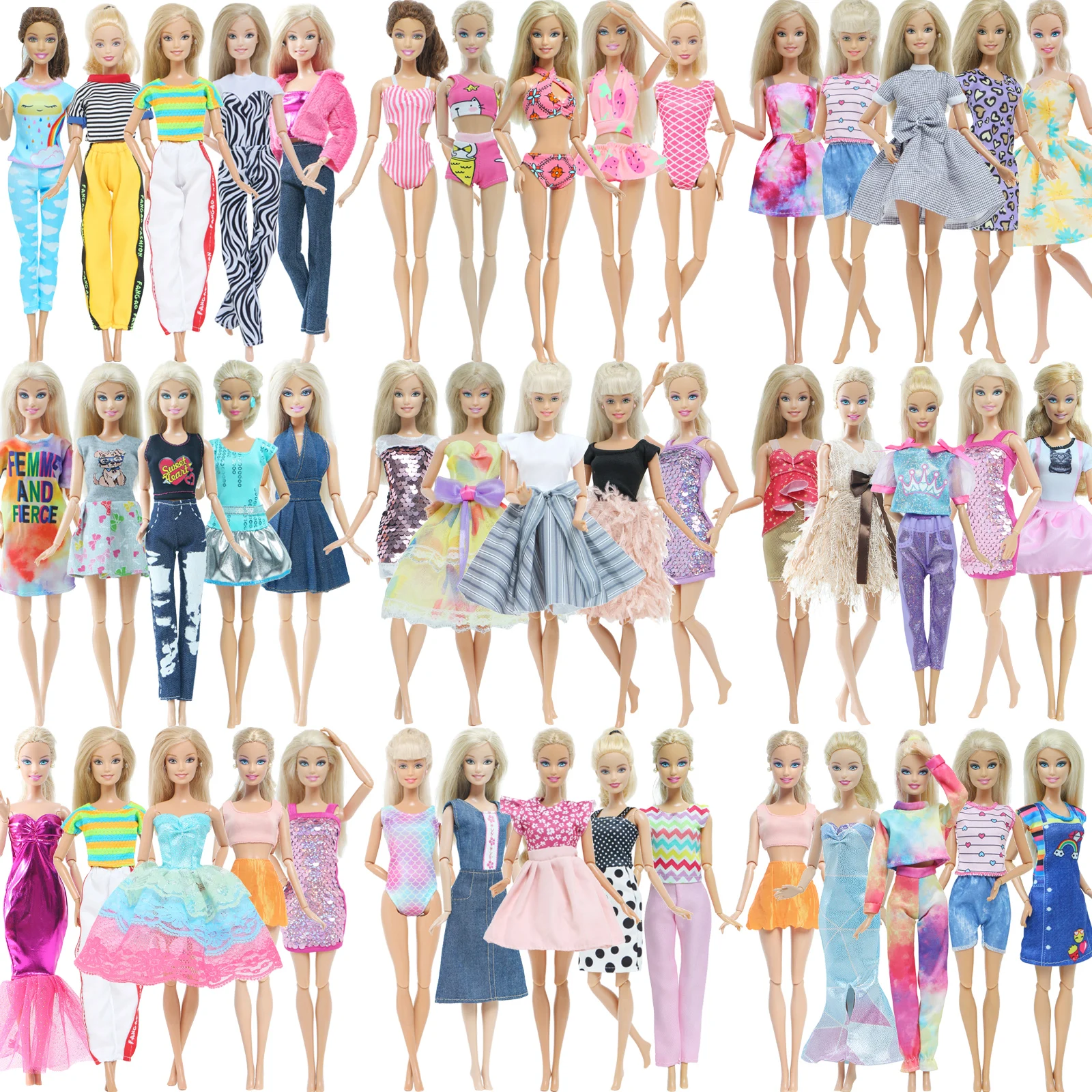 Doll Clothes 4/5 Set Fashion Daily Casual Sports Outfits For Barbie Doll