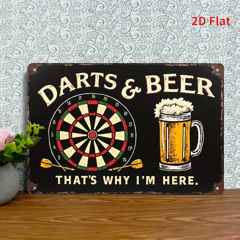 다트와 맥주 철제 금속 간판 8x12인치 빈티지 벽 장식 플라크 바 게임룸 사무실..