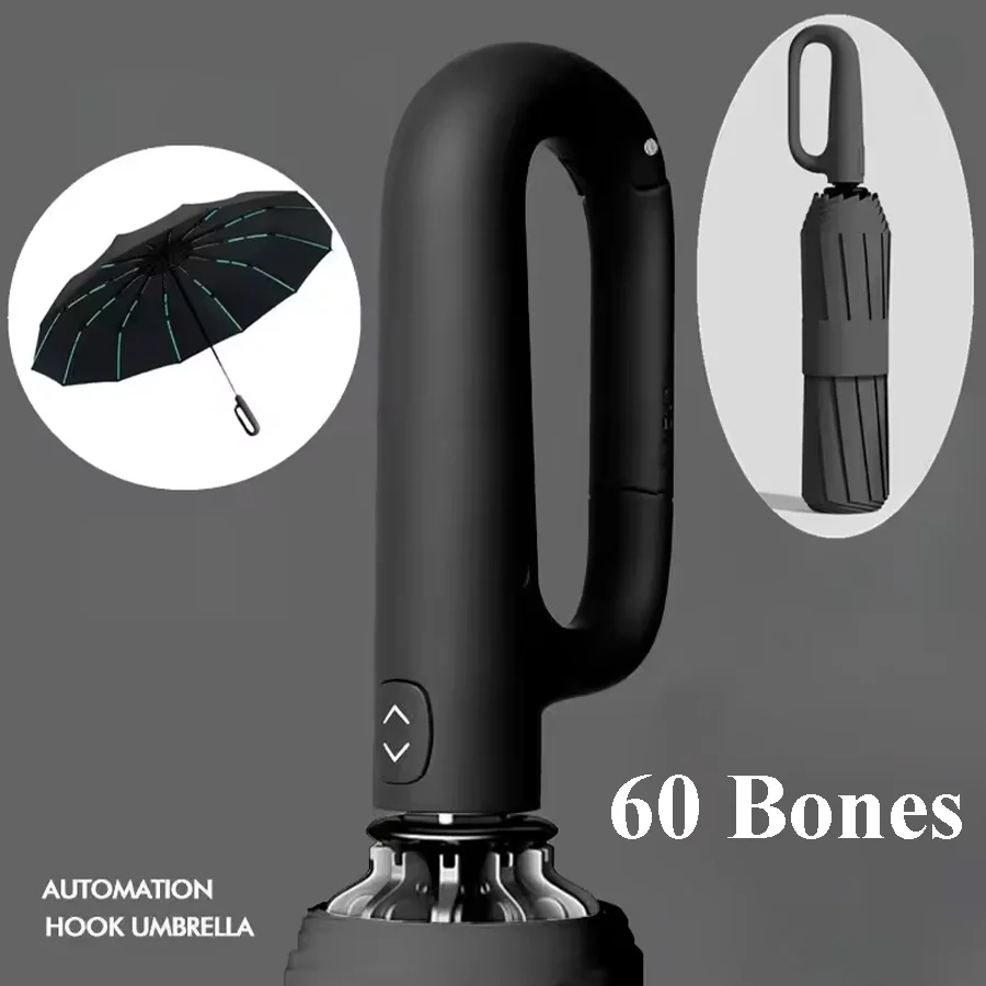 60 Bones Strong Windproof Automatic Folding Sunshade UV Protection Large Parasol For Men Women