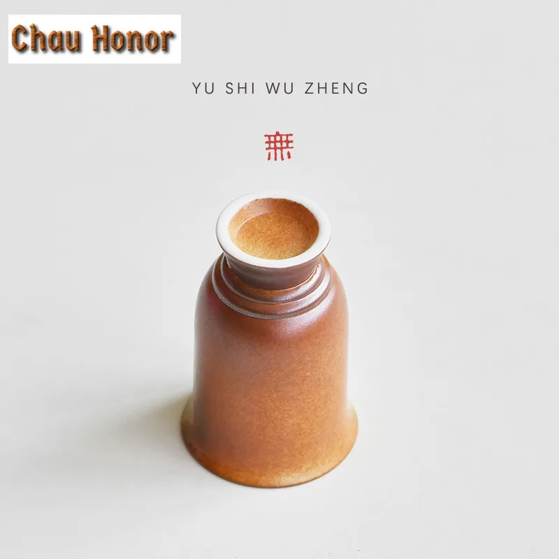 3pc/set Creative High Footed Wordless Small Wine Cup Coarse Pottery Fragrance Tasting Teacup Small High Foot Tea Bowl Gift 75ml