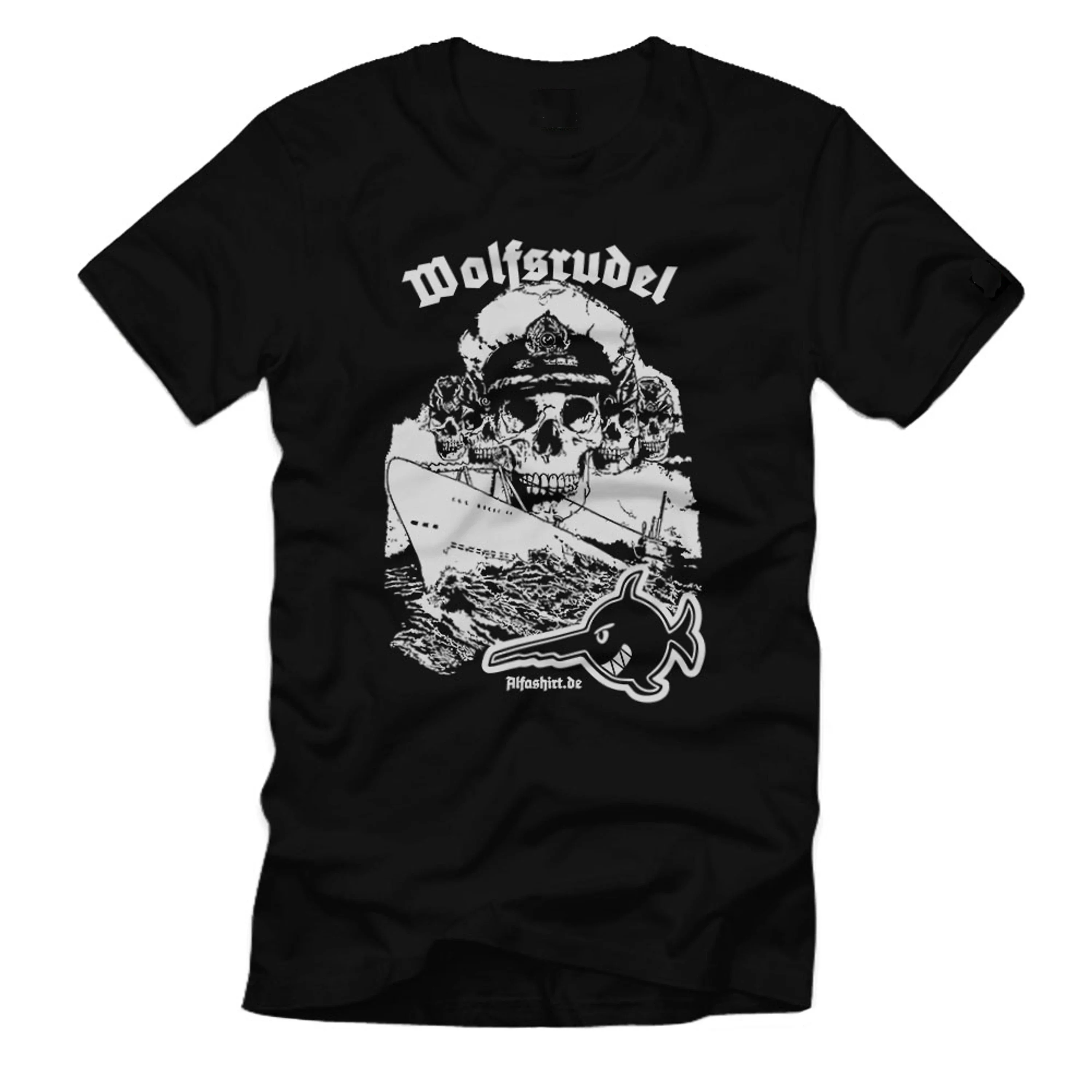 

WWII German Navies Skull Saw Fish Swordfish Wolf Pack Submarine T-Shirt 100% Cotton O-Neck Summer Short Sleeve Mens T-shirt