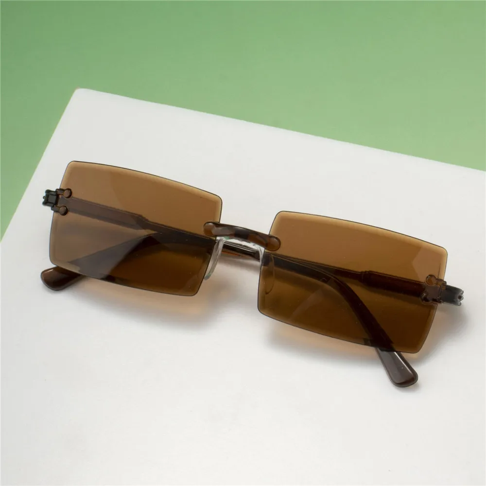 20PCS Retro Sonnenbrille Frauen Marke Designer Mode Randlose Gradienten Sonnenbrille Shades Schneiden Objektiv Damen Rahmenlose Brillen – Detail 8