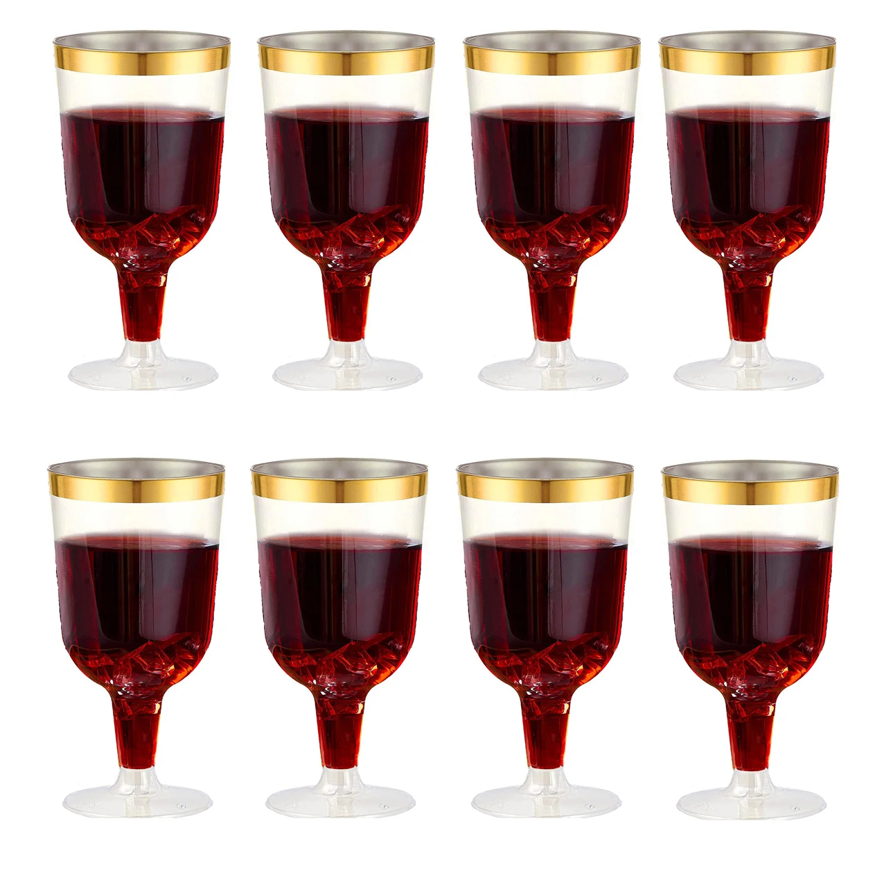 60/40pcs Gold Plastic Wine Glass with Gold Rim Elegant Disposable Wine