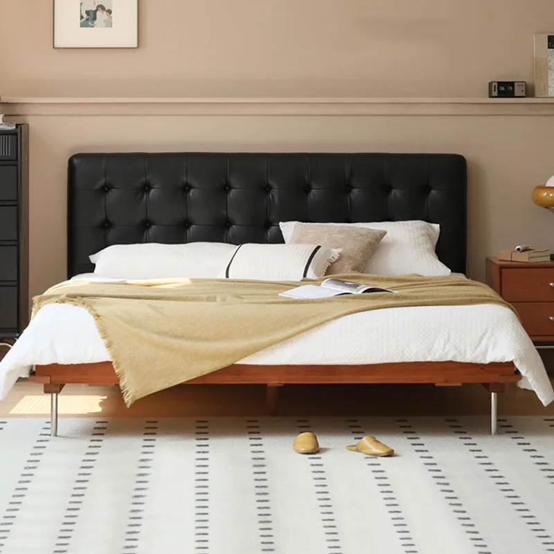 Letto Matrimoniale Nordico Di Fascia Alta Nero Mensole Moderne Piattaforma Full Size Struttura Del Letto Testiera Sleeping Cama Box Casal Home Furnitu