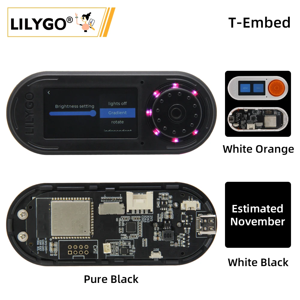 Lilygo® T-embed Esp32-s3 Painel de Controle Personalizado Macro Botão Placa de Desenvolvimento Embutida com 1.9 Polegada Lcd Tela 16mb Flash
