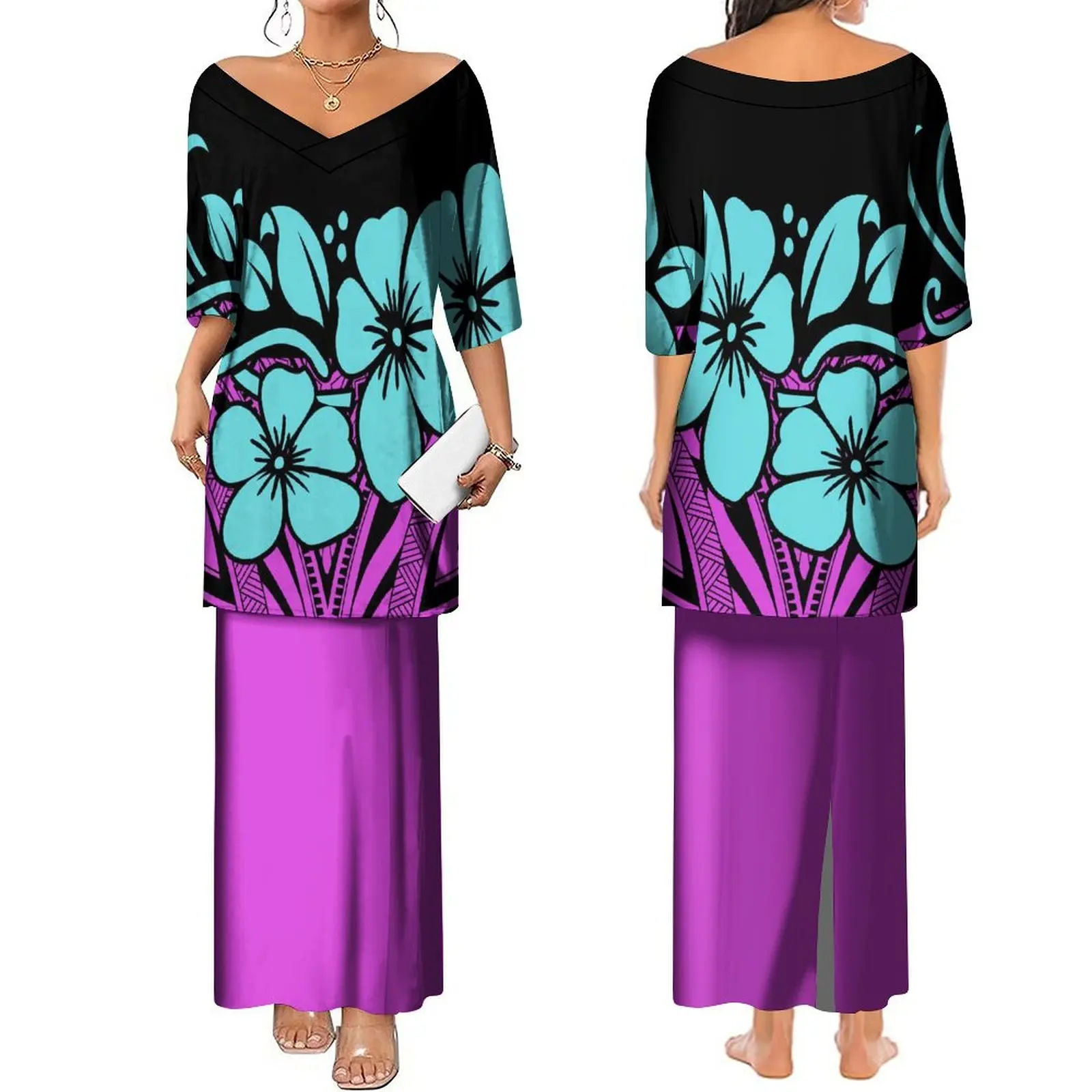 

Женское платье с V-образным вырезом, летнее платье в полинезийском стиле