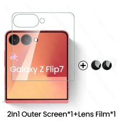 Premium Camera Protective Glass - Clear 9H Tempered Full Back Screen Protector Film - Galaxy Z Flip7 (2In1 1Outer 1Lens)