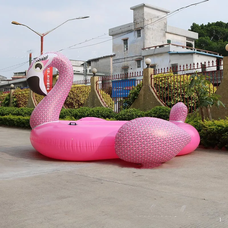 460*420*230cm Beach Swimming Pool Inflatable Super Large Ride-on Flamingo Island Ride-on Float Toy For 6 Adults