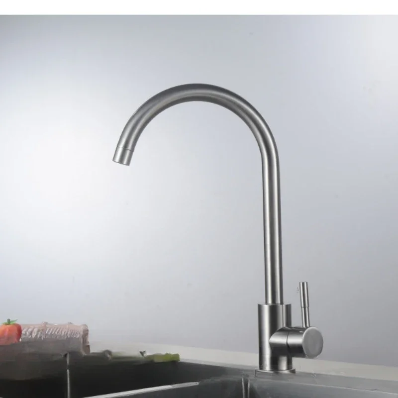 

Household Minimalist Kitchen Sink Hot and Cold Faucet 304 Stainless Steel Vertical Faucet