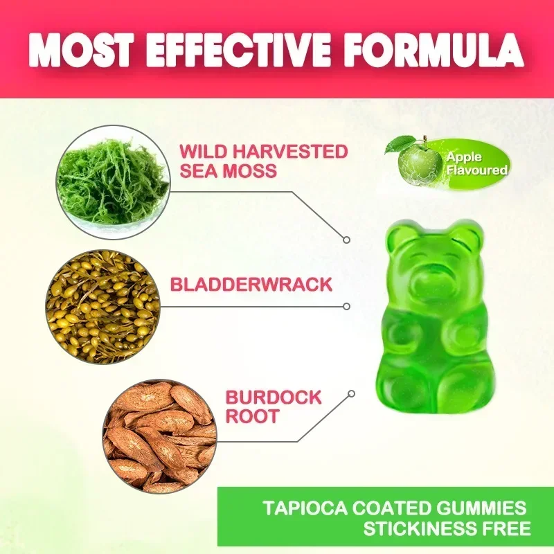 1 bottle seaweed gummies with low calories dietary fiber satiety as a health food