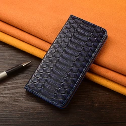 Genuine Leather Flip Magnetic Wallet Phone Case Cover - Realme GT 2 Pro (Blue)